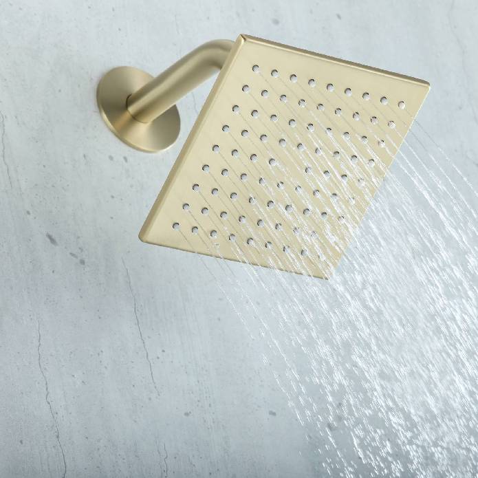 The durable brass and stainless steel regular shower head 6 inch high water pressure 9 inch wall mount arm and flange - Image 6