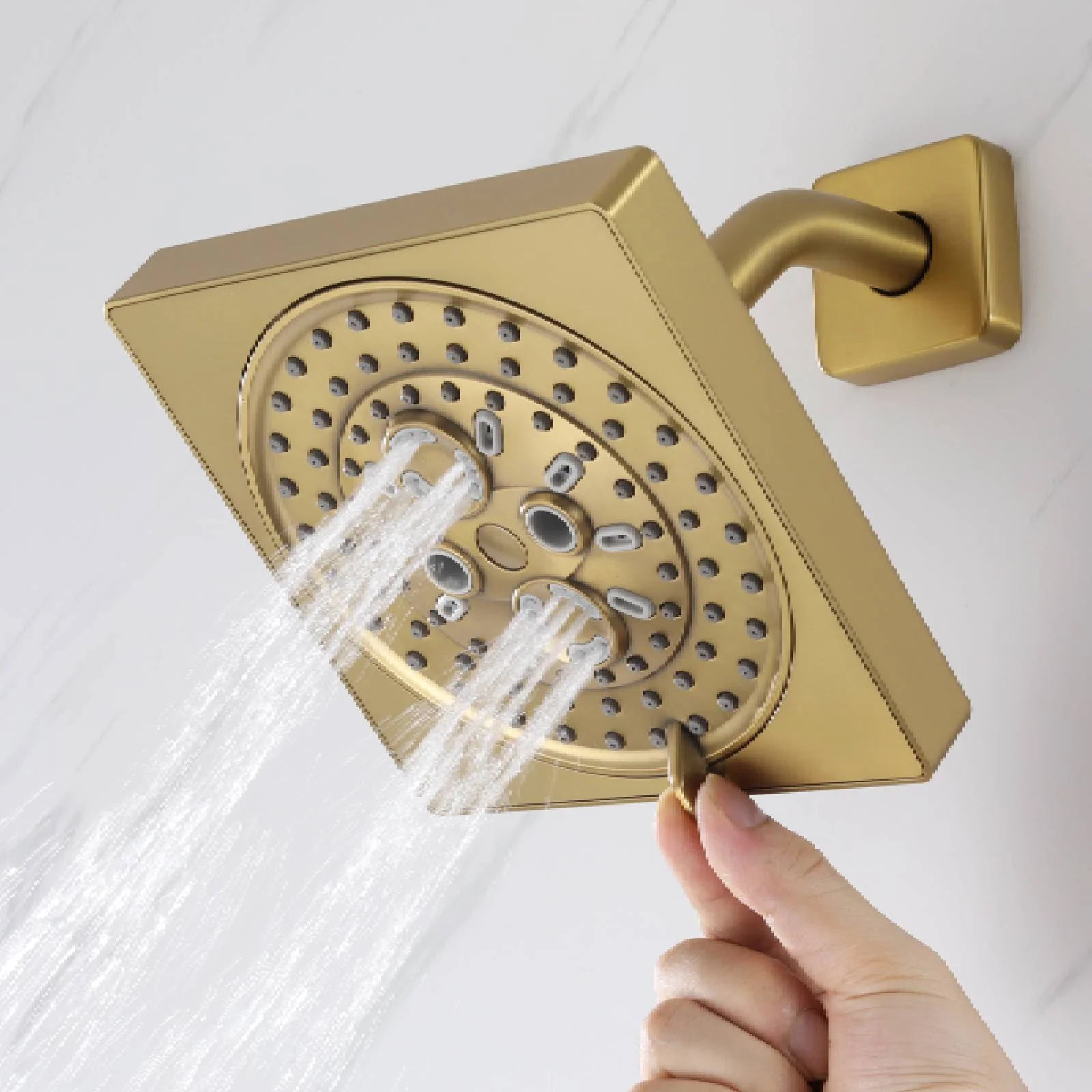 The durable ABS seven functions regular shower head 6 inch high water pressure 9 inch wall mount arm and flange - Image 10