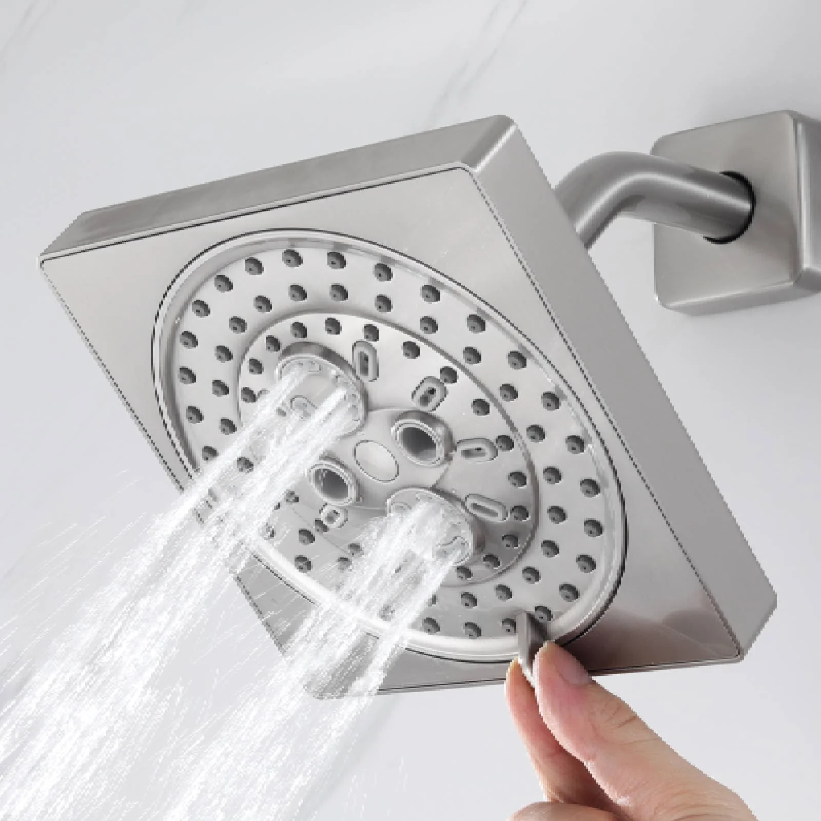 The durable ABS seven functions regular shower head 6 inch high water pressure 9 inch wall mount arm and flange - Image 9