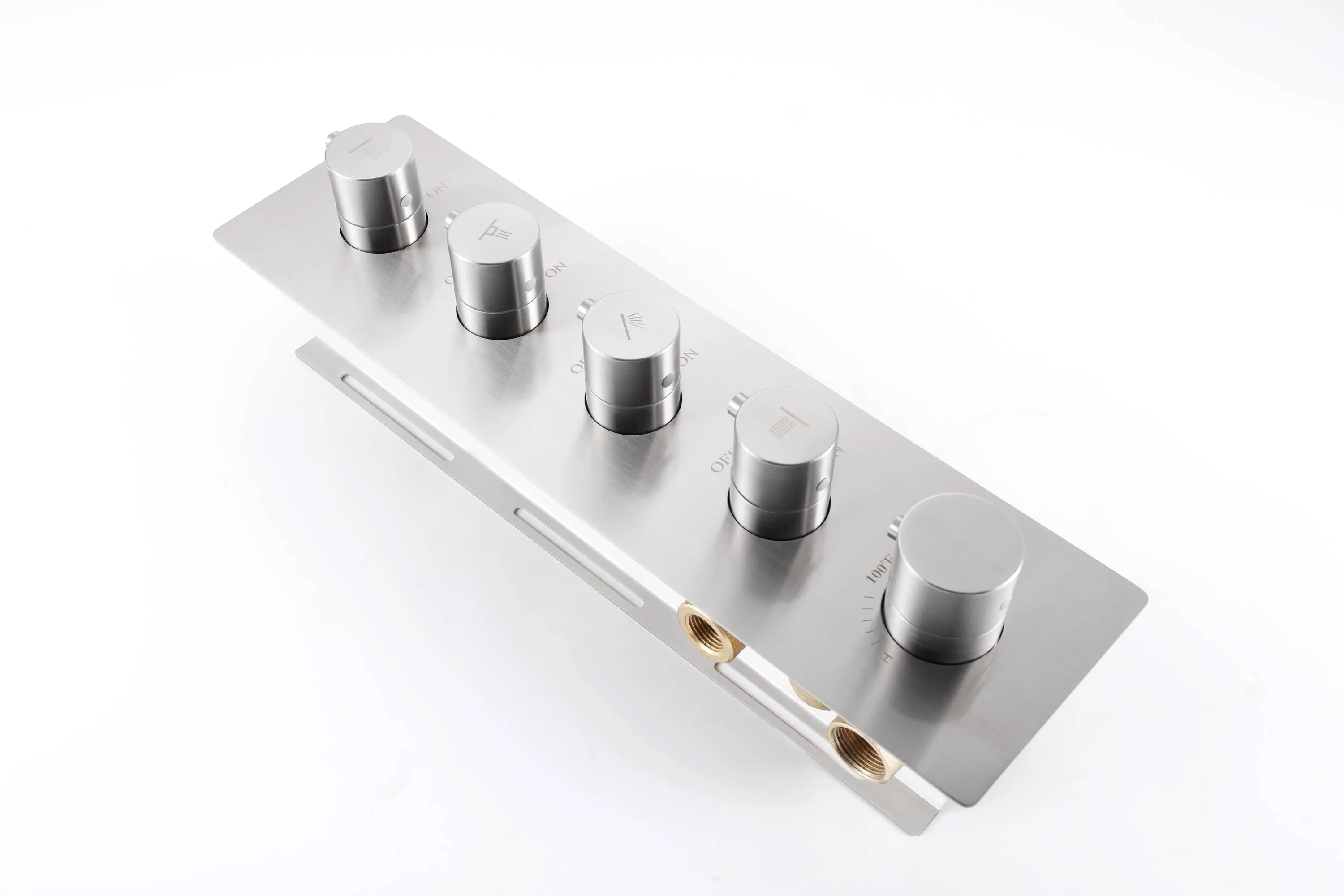 Brushed Nickel 4-Way Thermostatic Ceiling Mount Shower System with Dual Functionality - Image 11