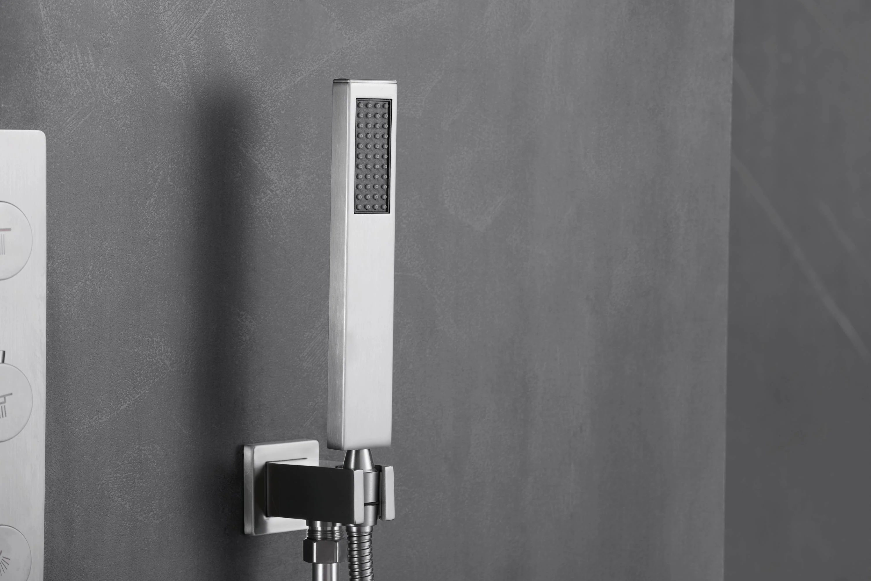 Brushed Nickel 4-Way Thermostatic Ceiling Mount Shower System with Dual Functionality - Image 14