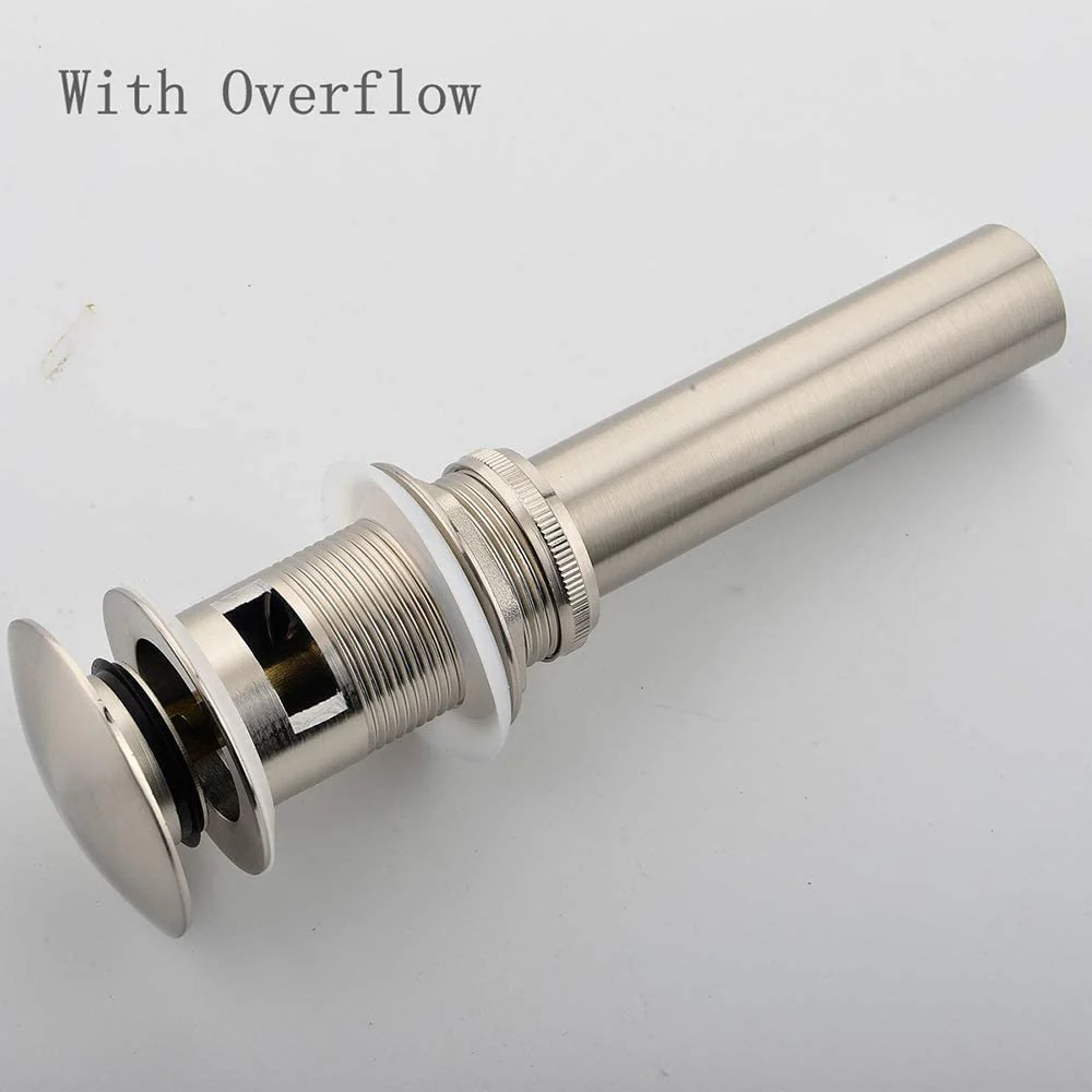 Widespread Brushed Nickel Waterfall Two Handles 3-Hole Bathroom Sink Faucet with Pop-Up Overflow Brass Drain - Image 6