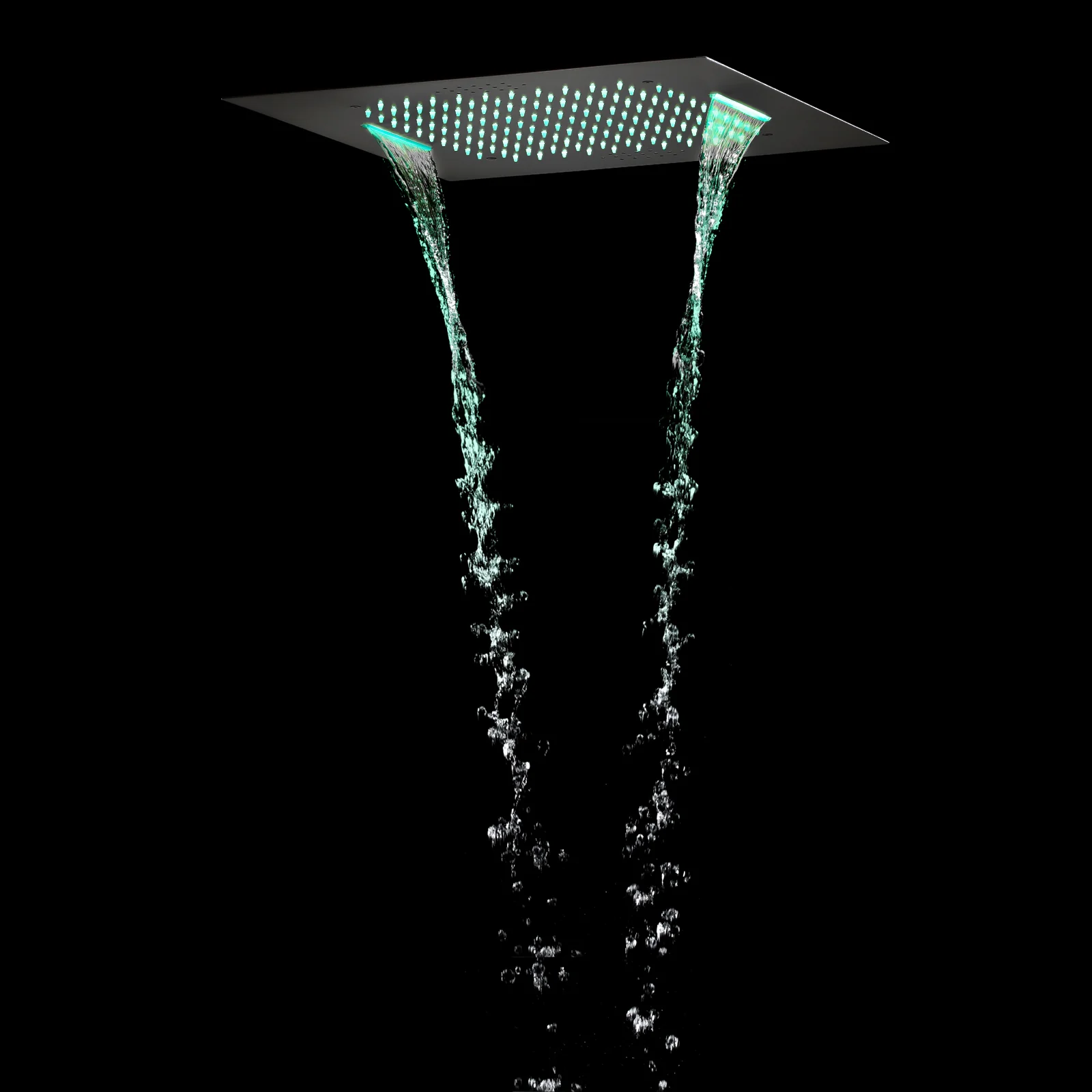 waterfall rainfall 20'' or 24'' Flush or ceiling mounted matte Black 4 way Digital display thermostatic shower faucets With regular head - Image 19