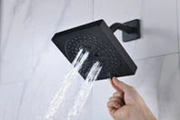 waterfall rainfall 22'' matte black 4 Way Thermostatic Shower Faucet system with sliding bar and regular head - Image 24
