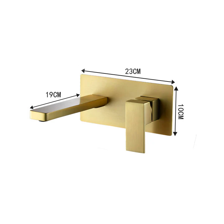 Brushed Gold wall mount bathroom sink basin faucet with pop up drain - Image 3