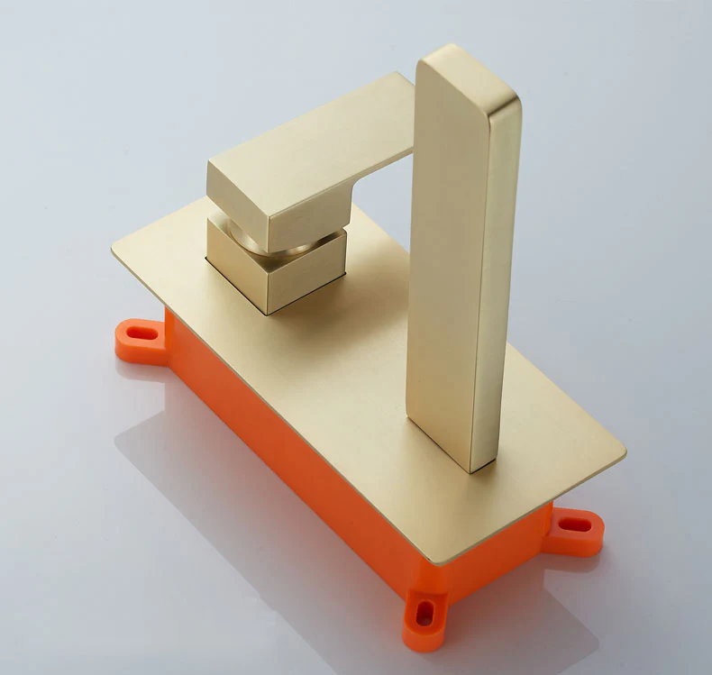 Brushed Gold wall mount bathroom sink basin faucet with pop up drain - Image 4