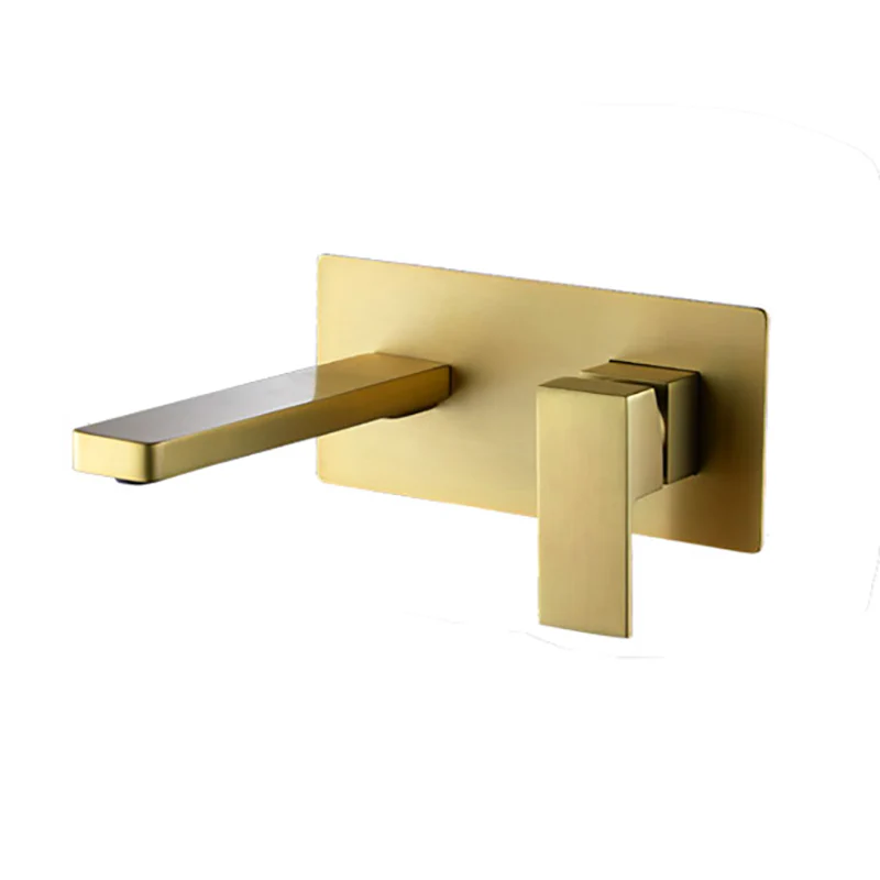 Brushed Gold wall mount bathroom sink basin faucet with pop up drain - Image 6