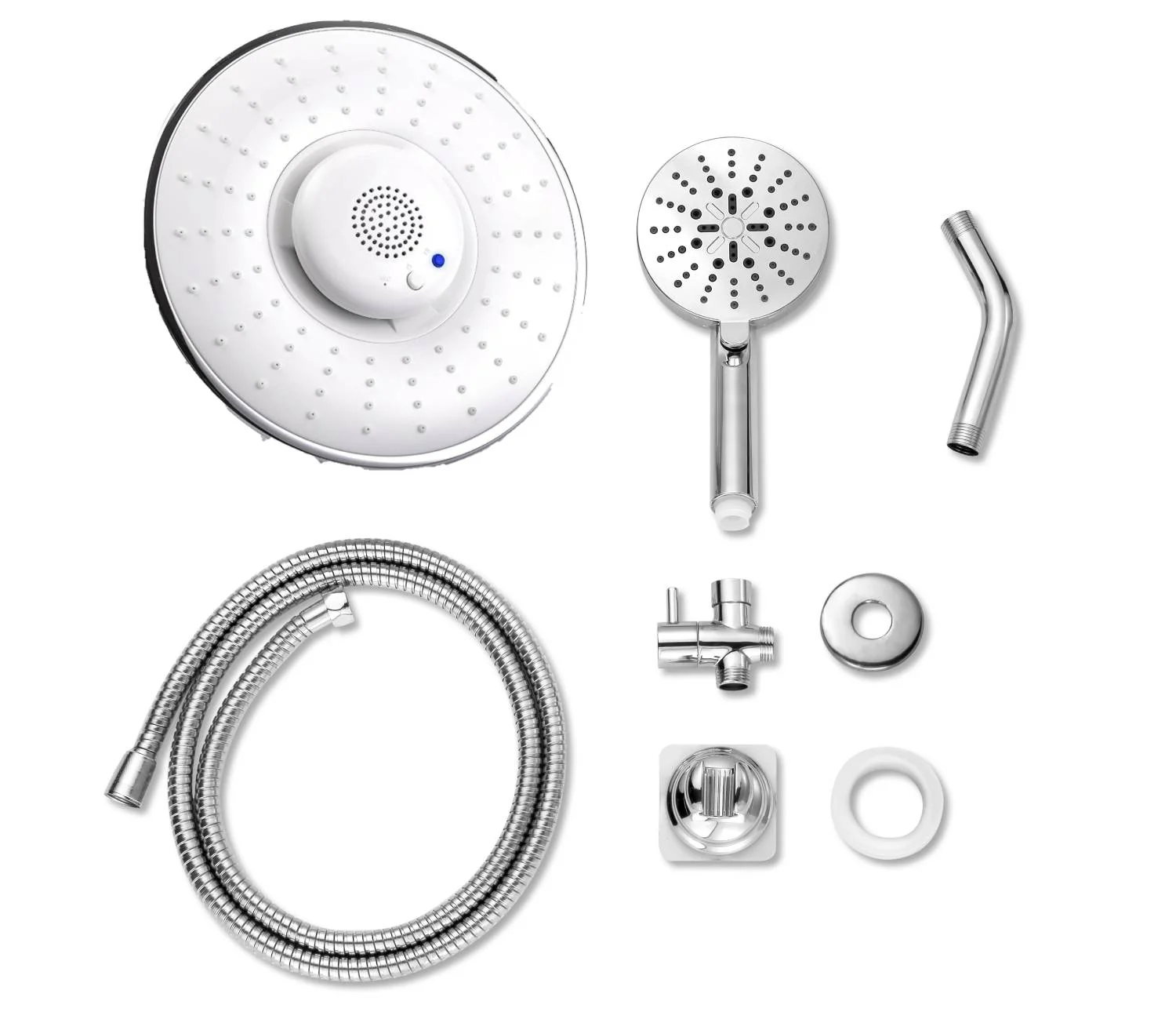 Chrome 8-inch Wireless Bluetooth Shower Head: 3-Way Brass Diverter and 4-inch Multifunction Shower Sprayer - Image 11